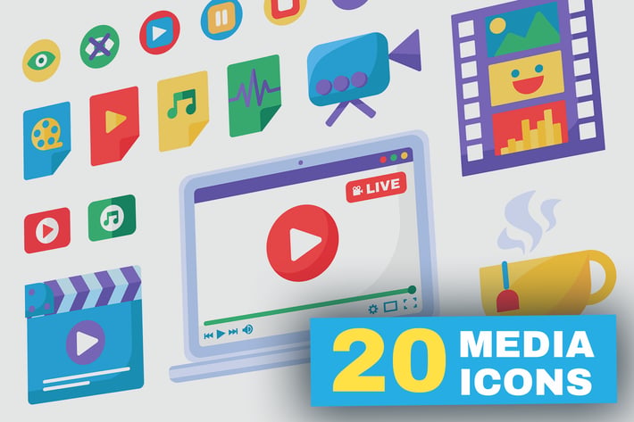 Live Stream Producing Tools Icons Set