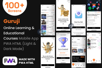 Online Learning and Education Mobile App PWA HTML