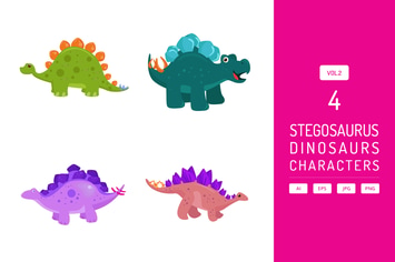 Cute Stegosaurus - Dinosaurs Character Vol.2