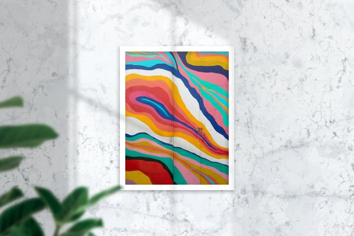 Elegant photo frame mockup hanging on wall m1