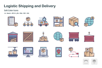 Logistic shipping and delivery soft color icons