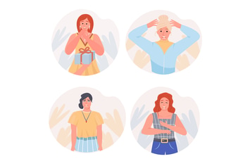 Expression Of Emotions Concept Scenes Set