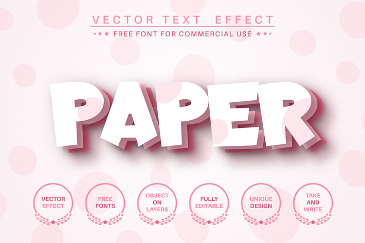 Paper lasyer - editable text effect,  font style
