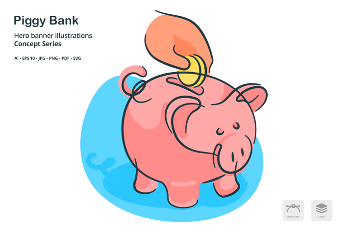 PIggy Bank Finance Vector Illustration