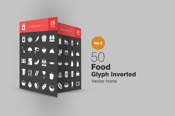 50 Food Glyph Inverted Icons