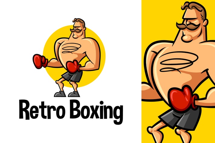 Retro Boxer Character Mascot Logo