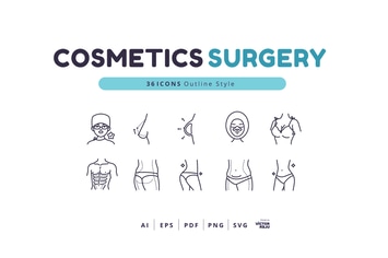 36 Icons Cosmetics Surgery Outline Style