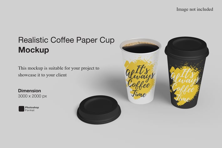 Realistic Coffee Paper Cup Mockup