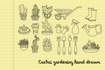 Cactus Gardening Doodle