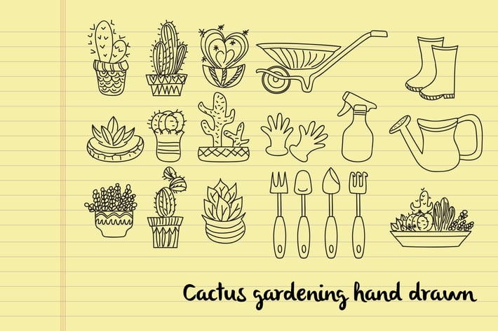 Cactus Gardening Doodle