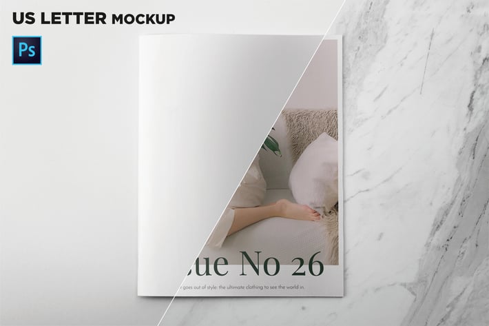 US Letter Cover Brochure Mockup Top View