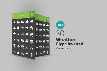 30 Weather Glyph Inverted Icons