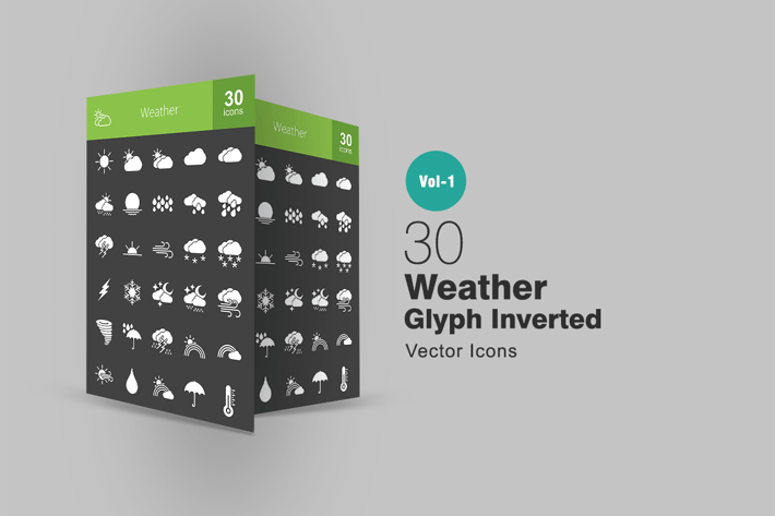 30 Weather Glyph Inverted Icons