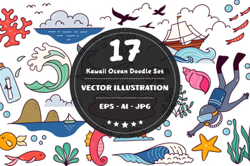 Kawaii Ocean Doodle Set