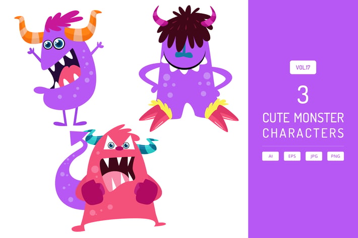 Cute Monster Characters Vol.17