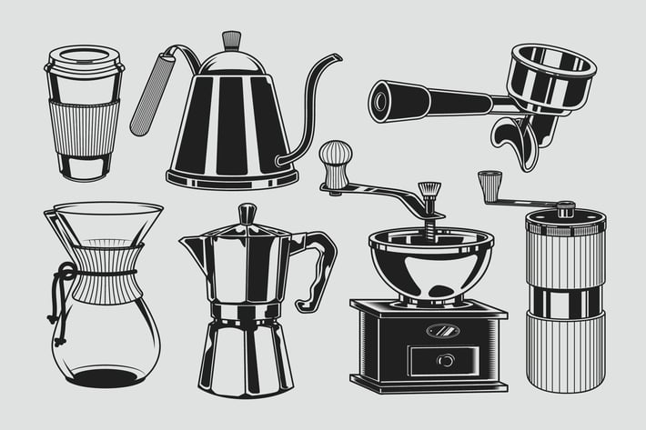 Coffee Illustration Black & White