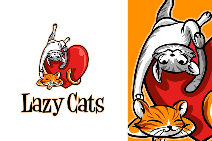 Lazy Cats - Pet Cat Mascot Logo