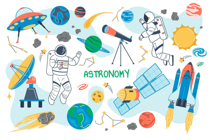 Astronomy Concept Isolated Elements Set