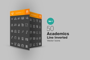 50 Academics Line Inverted Icons