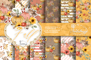 Fall Pumpkin digital paper pack