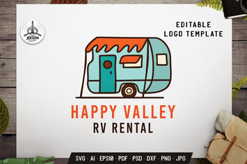 Camper RV Label Template. Camping Emblem Design