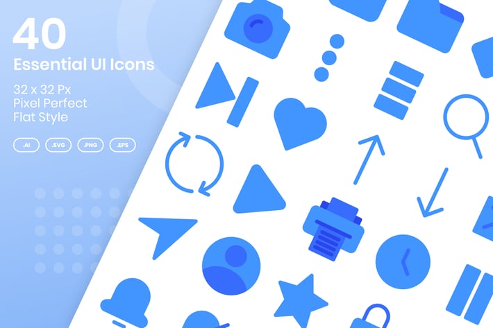 40 Essential UI Icons Set - Glyph