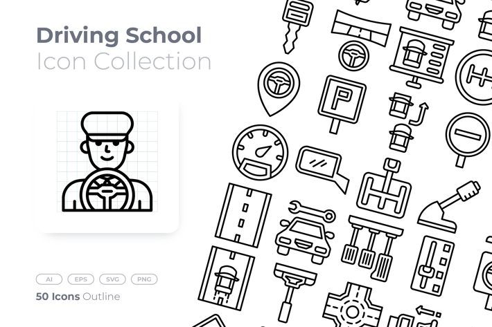 Driving School Outline Icon