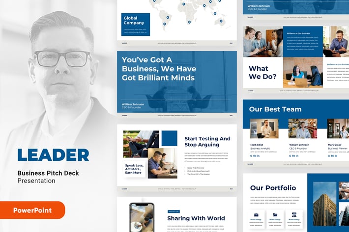 LEADER - Business Pitch Deck Powerpoint