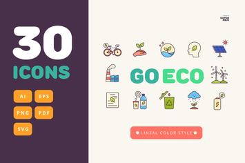 30 Go Eco Lineal Color Style Icons Pack