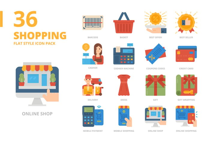 Shopping Flat Style Icon Set