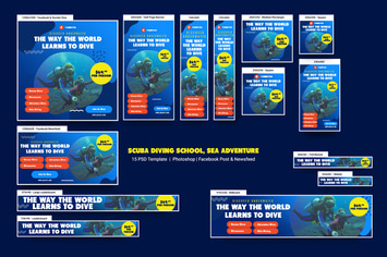 Scuba Diving School & Sea Adventure Banners Ad