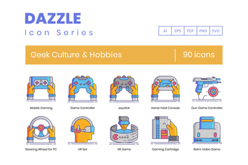 90 Geek Culture & Hobbies Line Icons