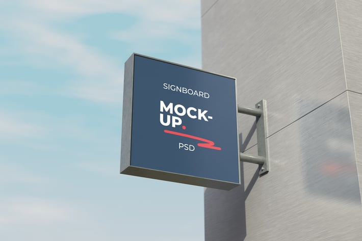 Square Signboard Mockup