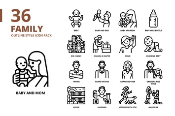 Family Outline Style Icon Set
