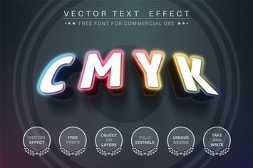 CMYK color - editable text effect,  font style