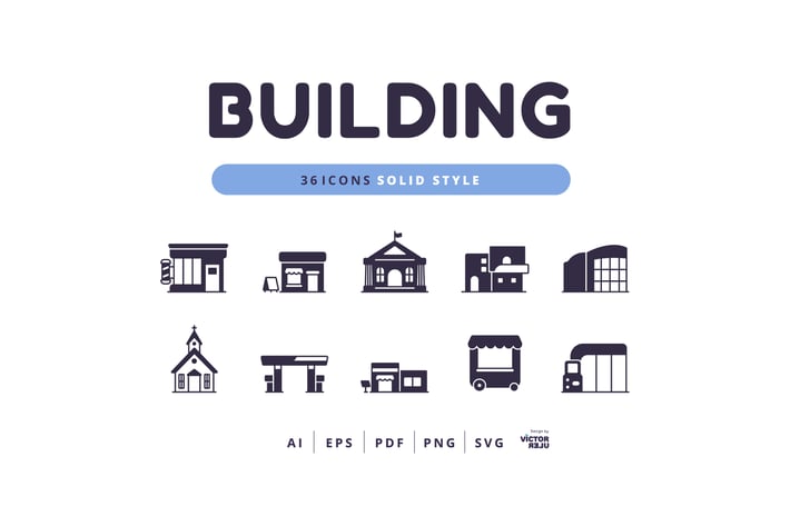 36 Icons Building Solid Style