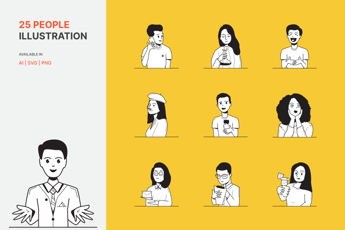 People Avatar Illustration - Portrait Style