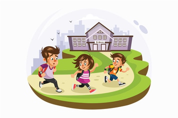 Kids going to School Vector Illustration