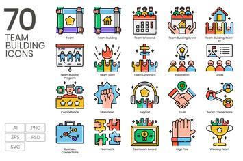 70 Team Building Icons