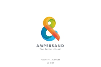 Abstract Ampersand Color Gradient Logo Template 