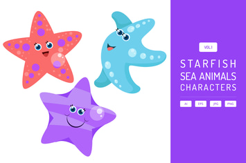 Cute Starfish - Sea Animals Characters Vol.1