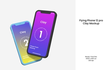 Flying Phone 12 Pro Clay Mockup