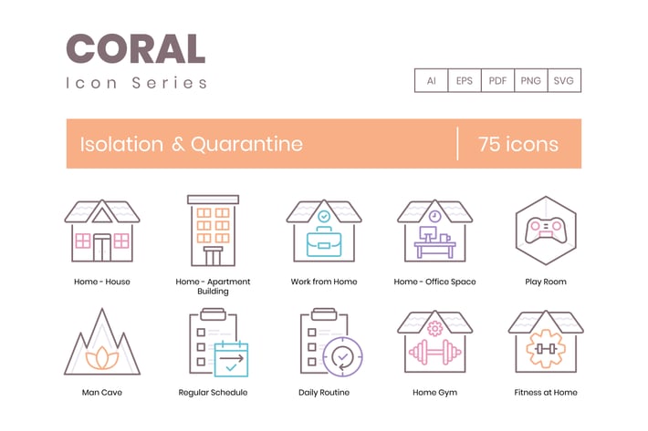  75 Isolation & Quarantine Line Icons