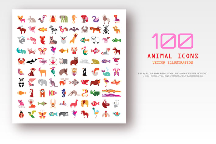 100 Animal vector icons