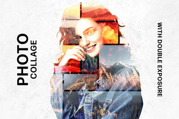 Collage Template with Double Exposure Effect