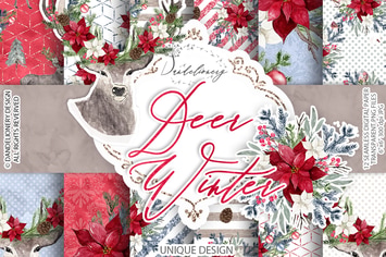 Deer Winter digital paper pack
