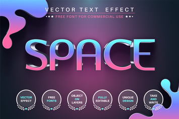 Space - editable text effect, font style