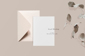 Card Mockup #1276, Beige Invitation Mockup 