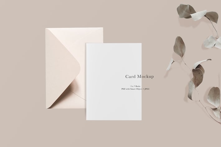 Card Mockup #1276, Beige Invitation Mockup 