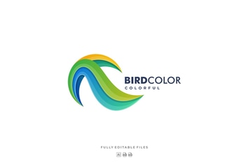 Abstract Bird Color Gradient Logo Template